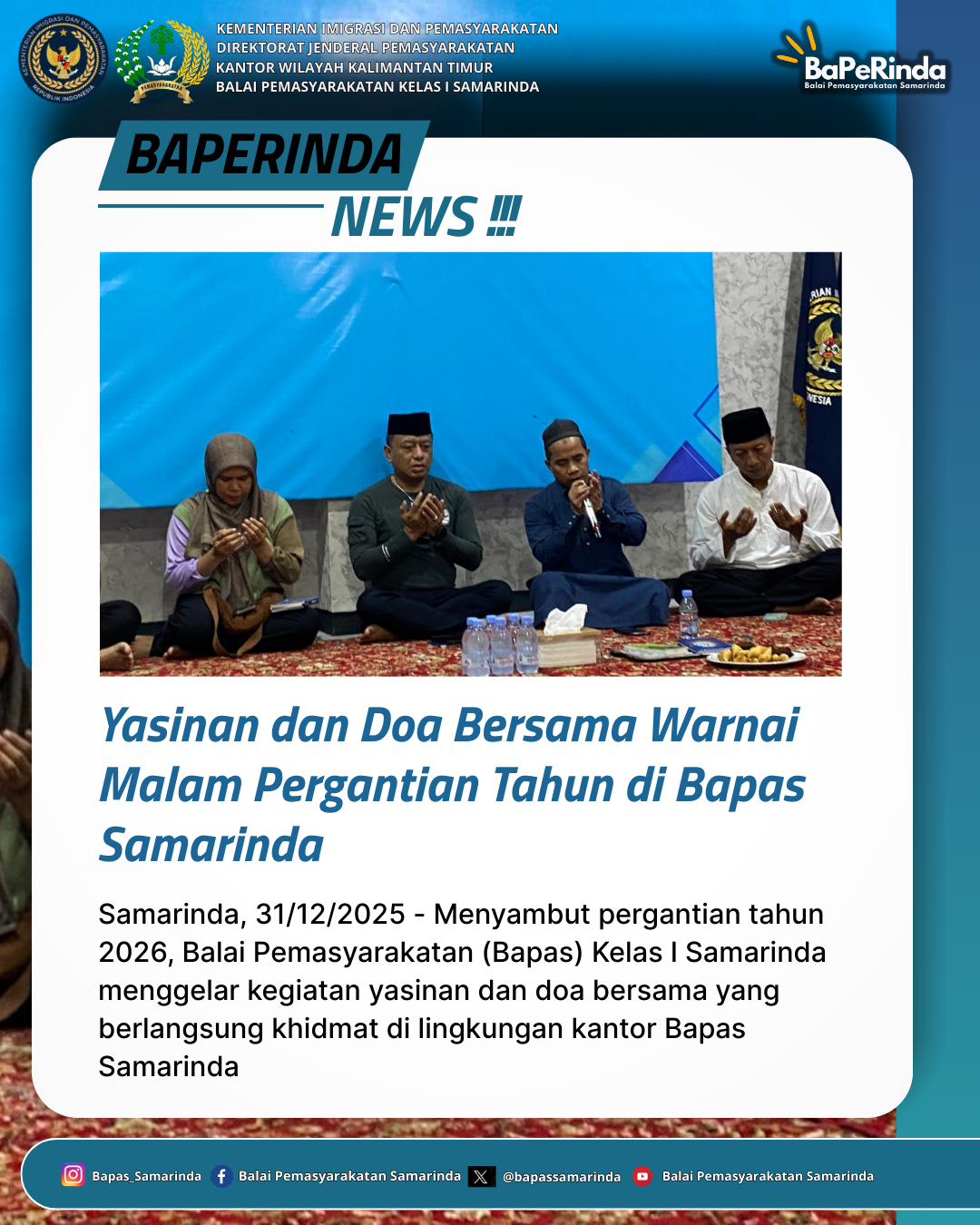 Yasinan dan Doa Bersama Warnai Malam Pergantian Tahun di Bapas Samarinda