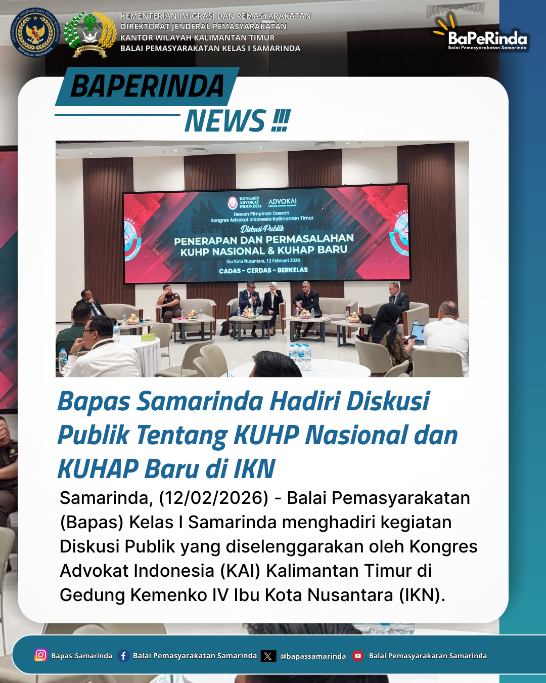 Bapas Samarinda Hadiri Diskusi Publik KUHP Nasional dan KUHAP Baru di IKN