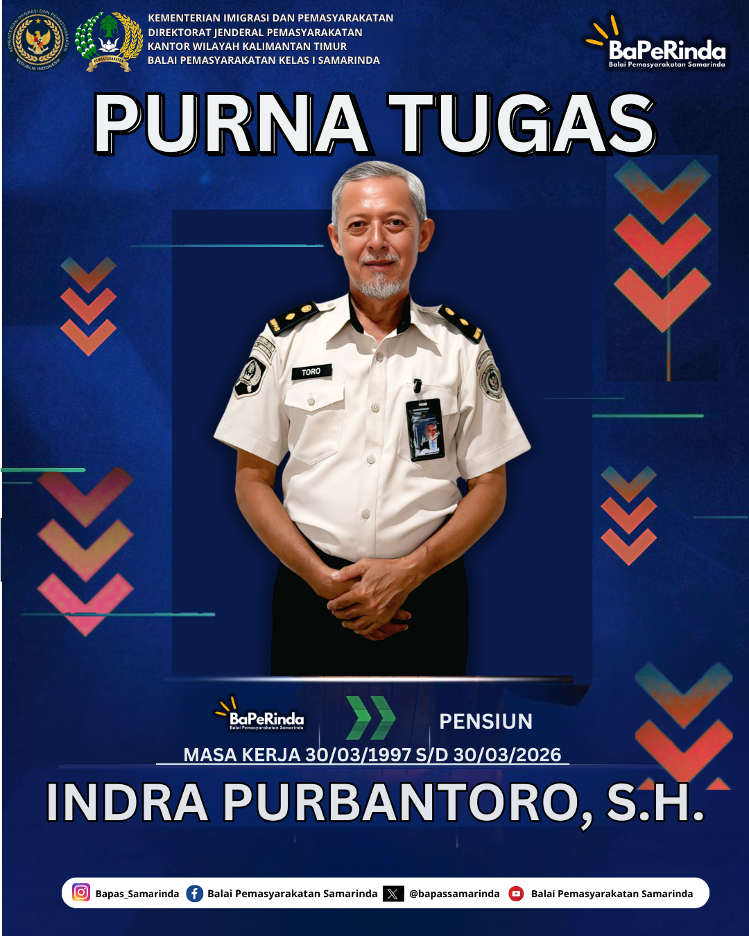 Selamat atas purna tugas kepada Bapak Indra Purbantoro, S.H.
