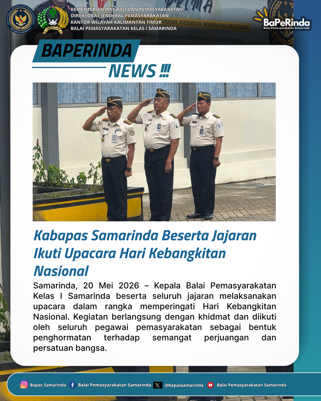 Kabapas Samarinda Beserta Jajaran Ikuti Upacara Hari Kebangkitan Nasional