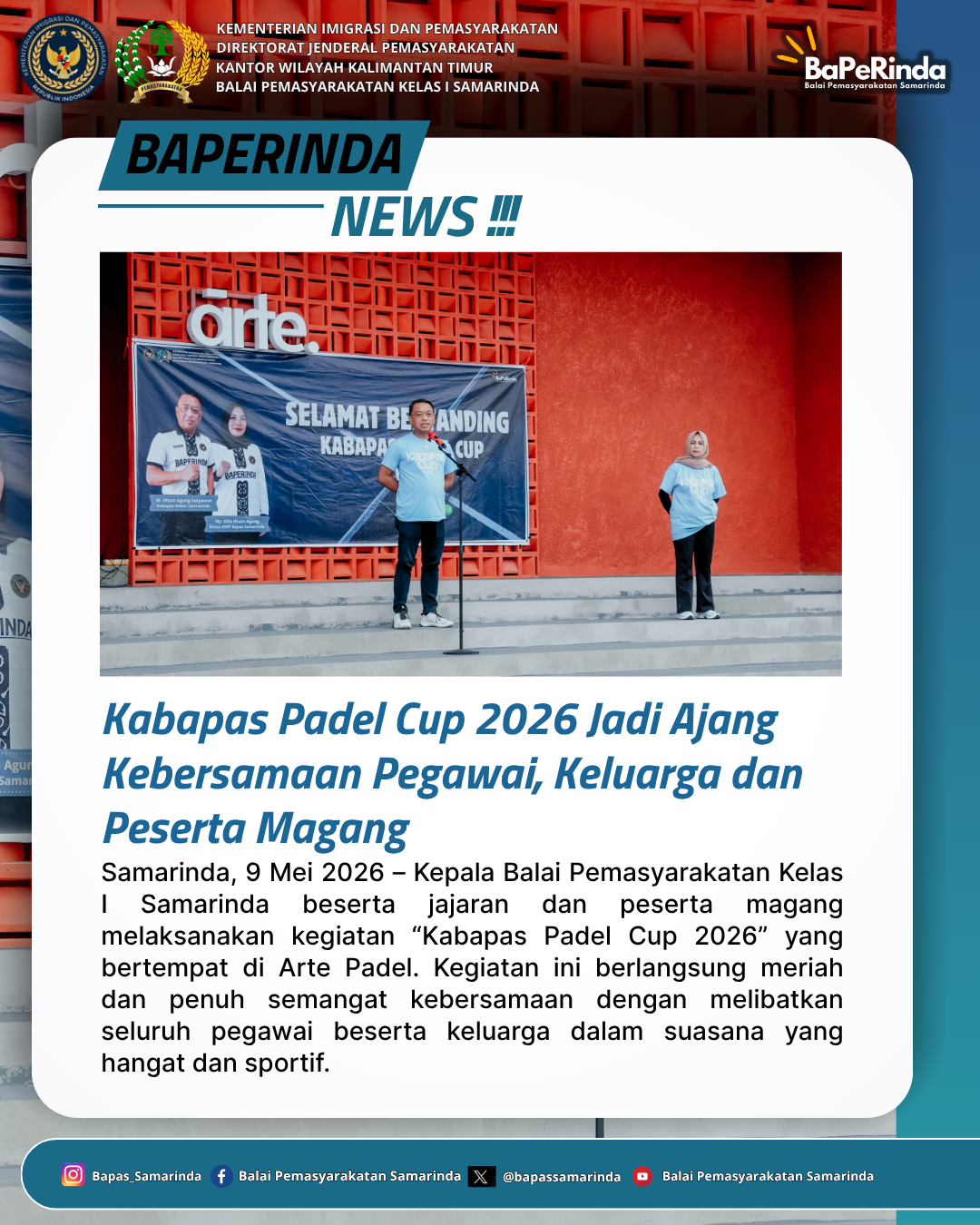 Kabapas Padel Cup 2026 Jadi Ajang Kebersamaan Pegawai dan Keluarga