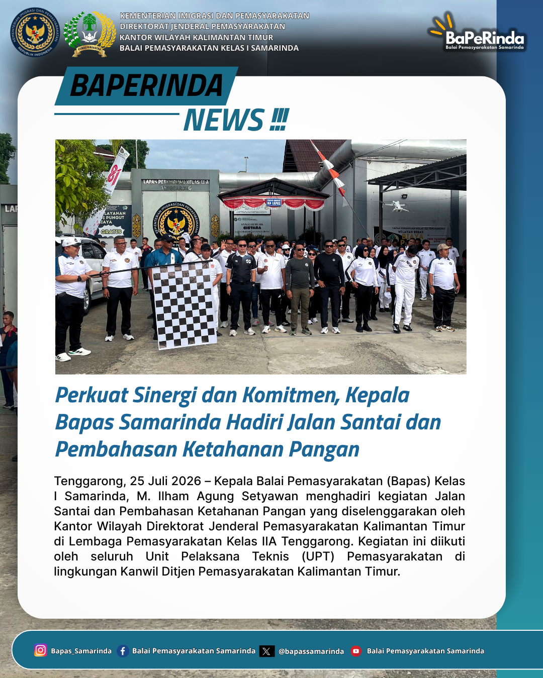 Perkuat Sinergi dan Komitmen, Kepala Bapas Samarinda Hadiri Jalan Santai dan Pembahasan Ketahanan Pangan