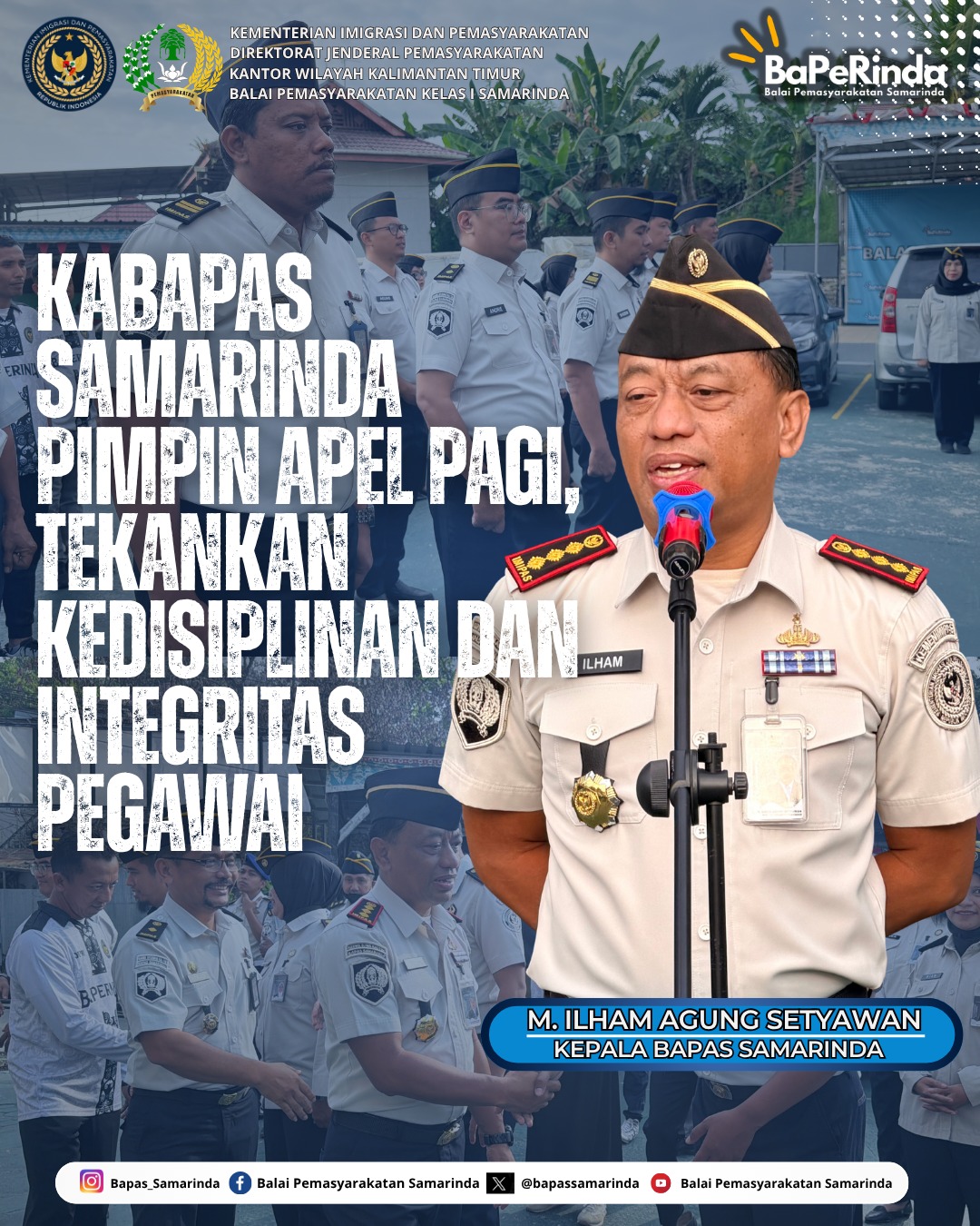 Kabapas Samarinda Pimpin Apel Pagi, Tekankan Kedisiplinan dan Integritas Pegawai